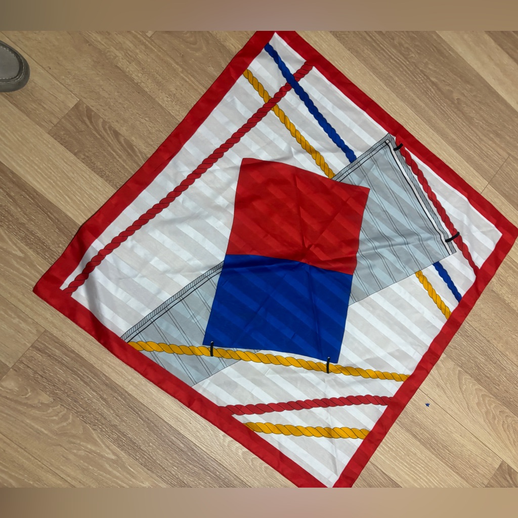 Red And Blue Nautical Print Silk Scarf